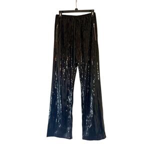 MsKIN6 Women’s Black Sequin Long Loose Fit Flare Leg Dress Pants Size Large